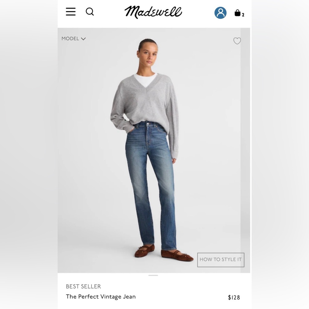 Madewell The Mid-Rise Perfect Vintage Straight Jean 27